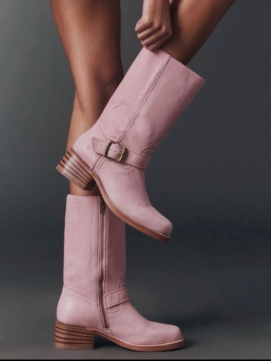 Frye Shoes - Frye Campus Buckle Boots Pink Heeled Leather Mid Calf Women’s Shoes Size 8 NEW